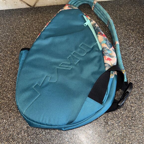 KAVU Rope Sling  FLAMINGO FEST Crossbody Backpack Bag Travel Turquoise - Picture 3 of 3